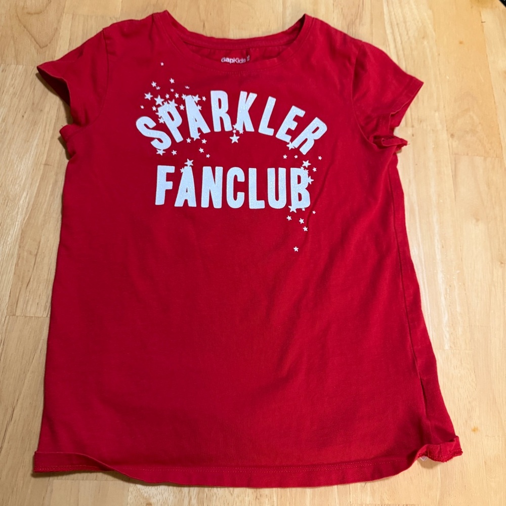 GAP girls short sleeve t-shirt glitter sparkle fan club